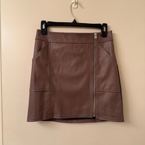 Express Taupe Faux Leather Mini Skirt with Pockets Size 2